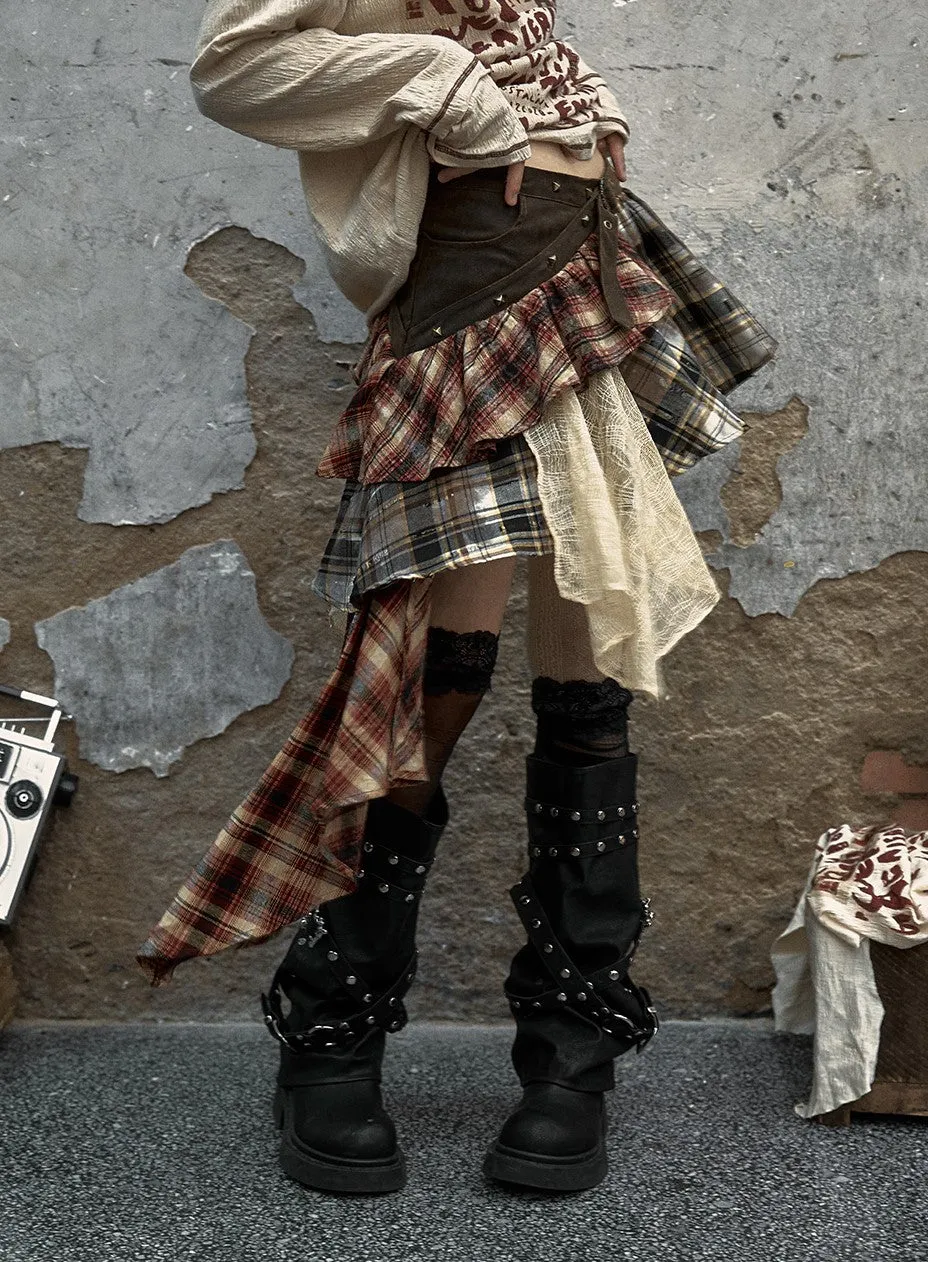 Gothic Plaid Layer Skirt