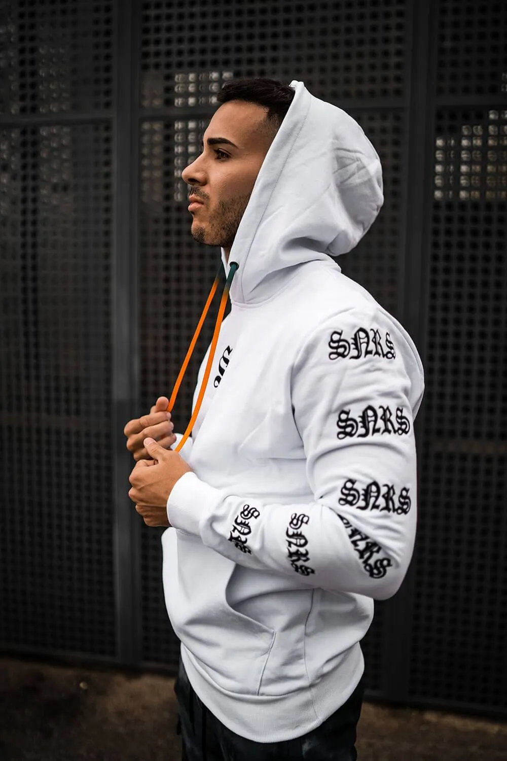 Gothic Repeat Hoodie - White