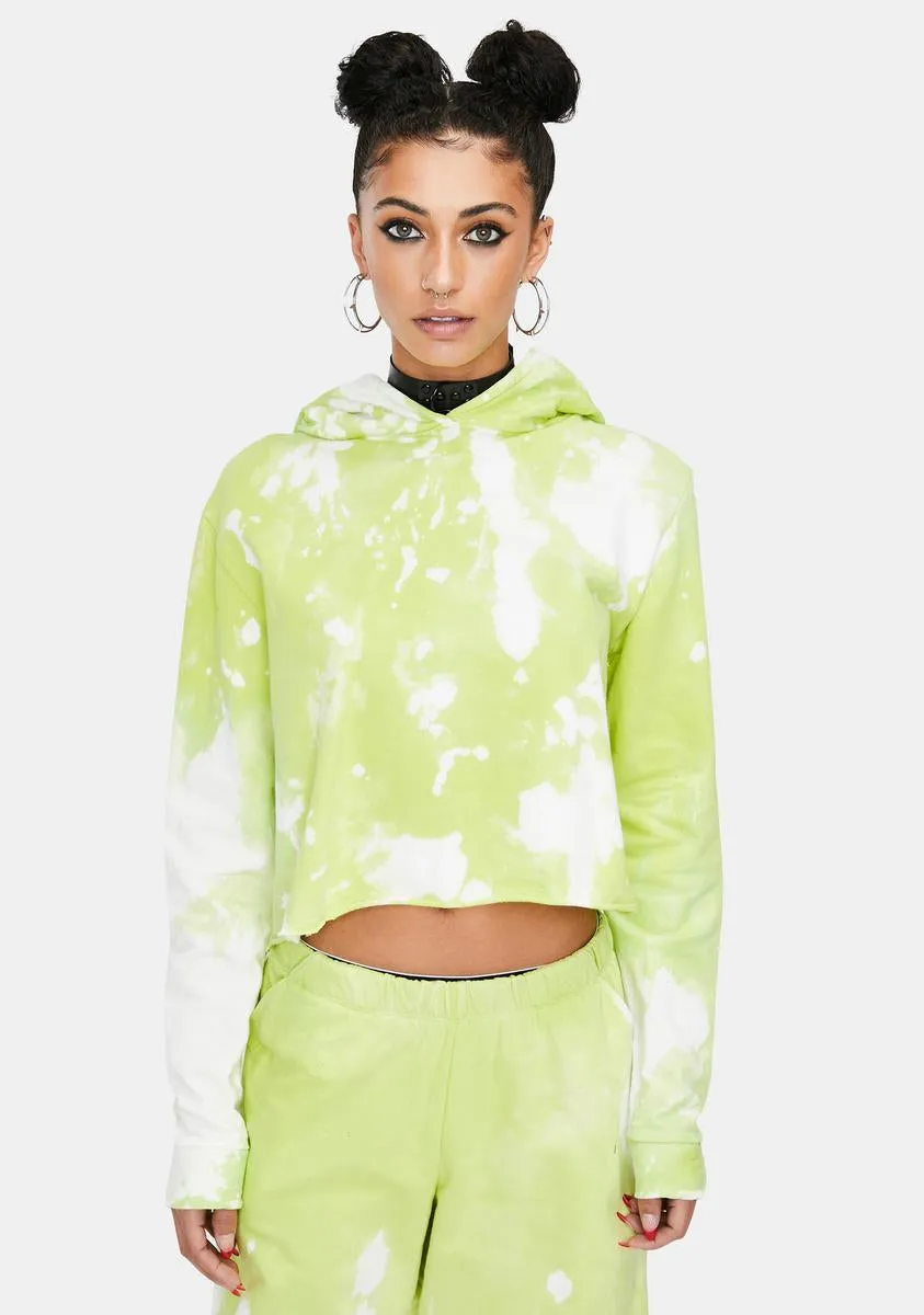 Green Apple Tie Dye Crop Hoodie