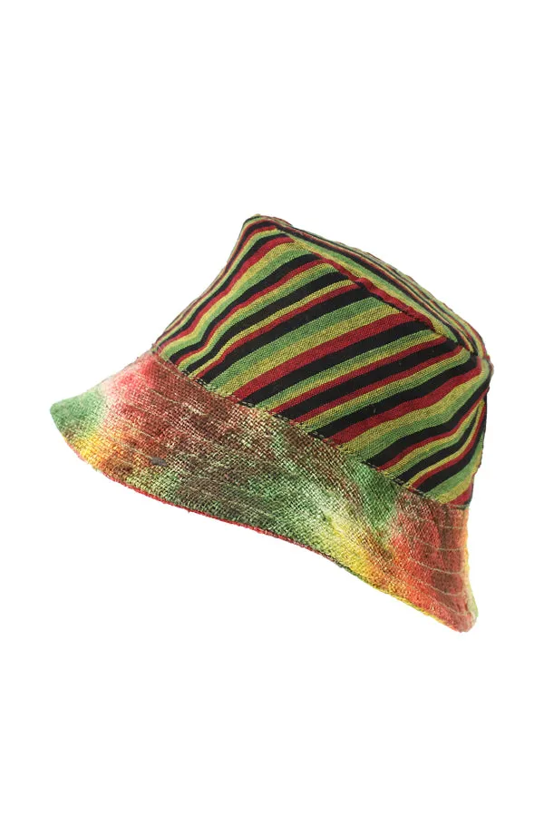 Hemp Tie dye Bucket Hat: OS Rasta