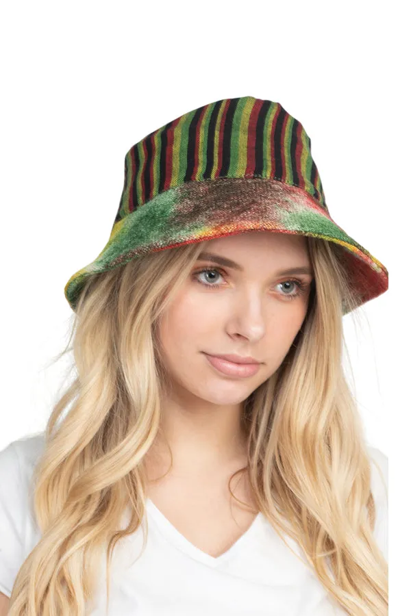 Hemp Tie dye Bucket Hat: OS Rasta