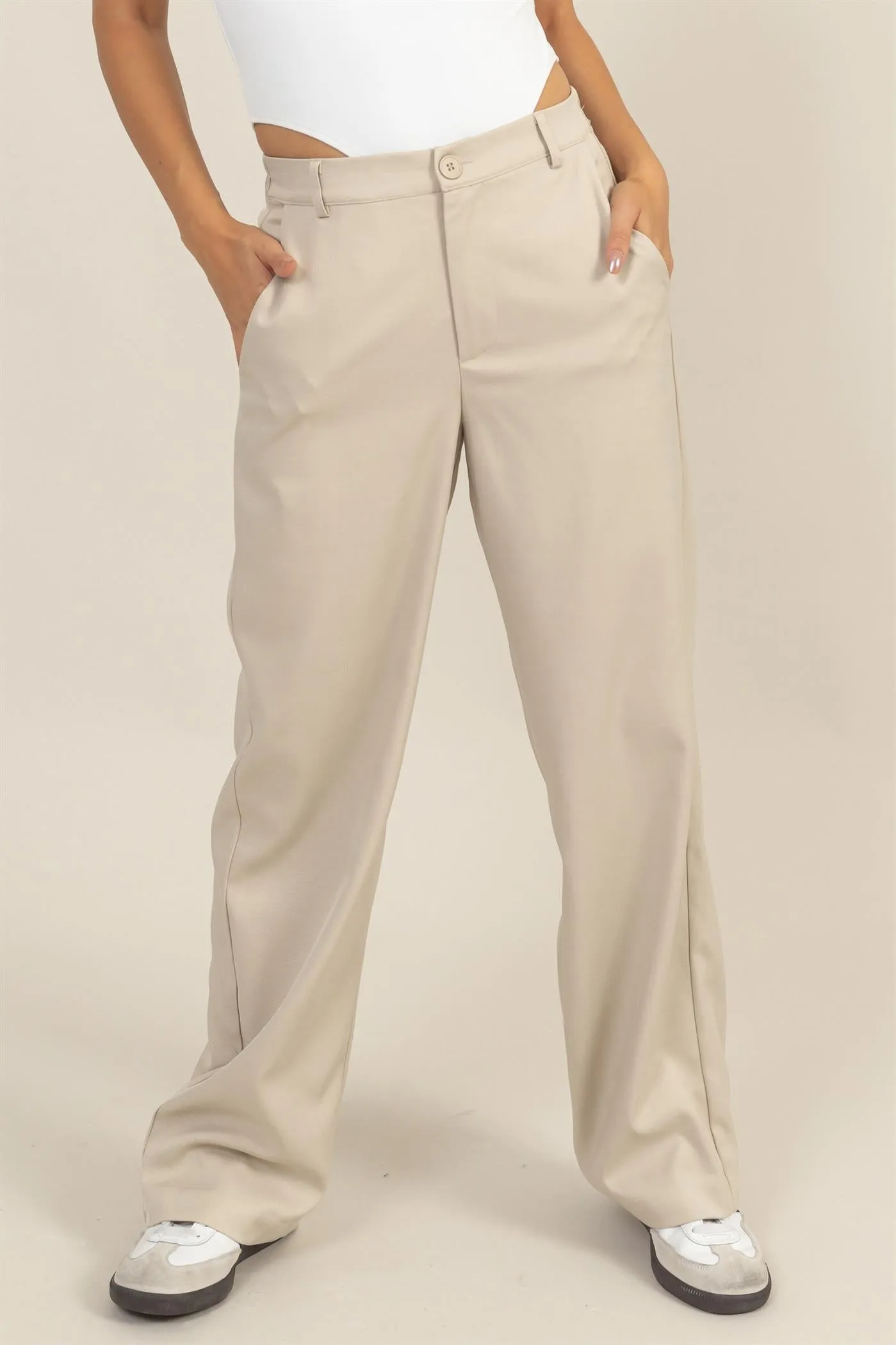 HF24G096-HIGH WAIST STRAIGHT LEG PANTS