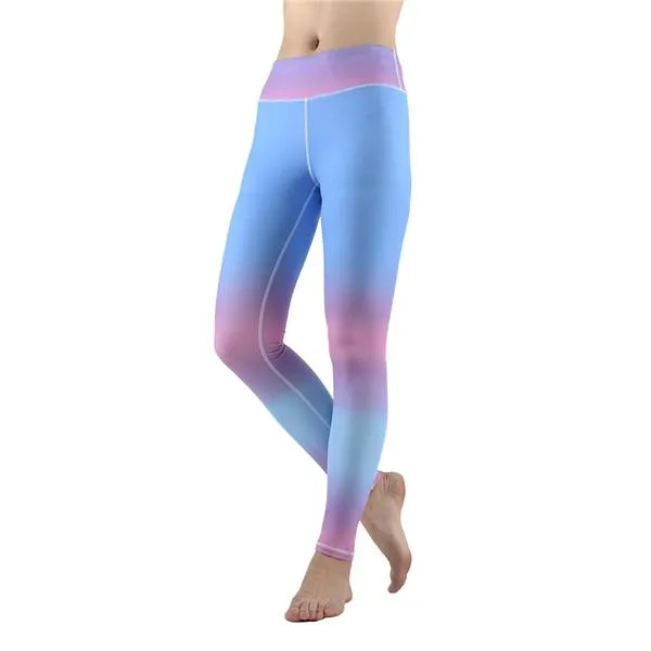 High Waist Gradient Yoga Pants  With Pocket On Waistband