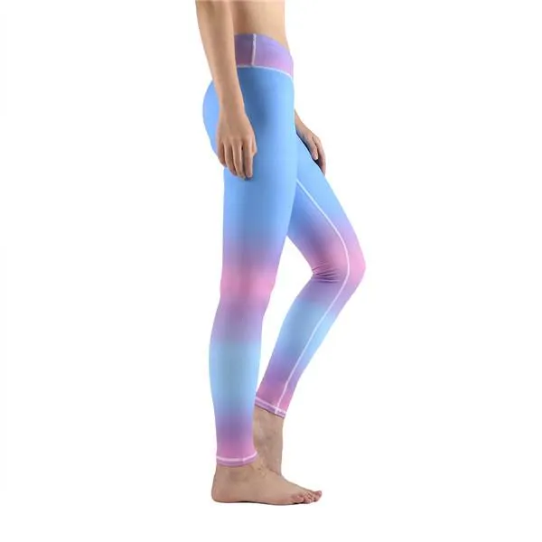 High Waist Gradient Yoga Pants  With Pocket On Waistband