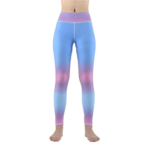 High Waist Gradient Yoga Pants  With Pocket On Waistband