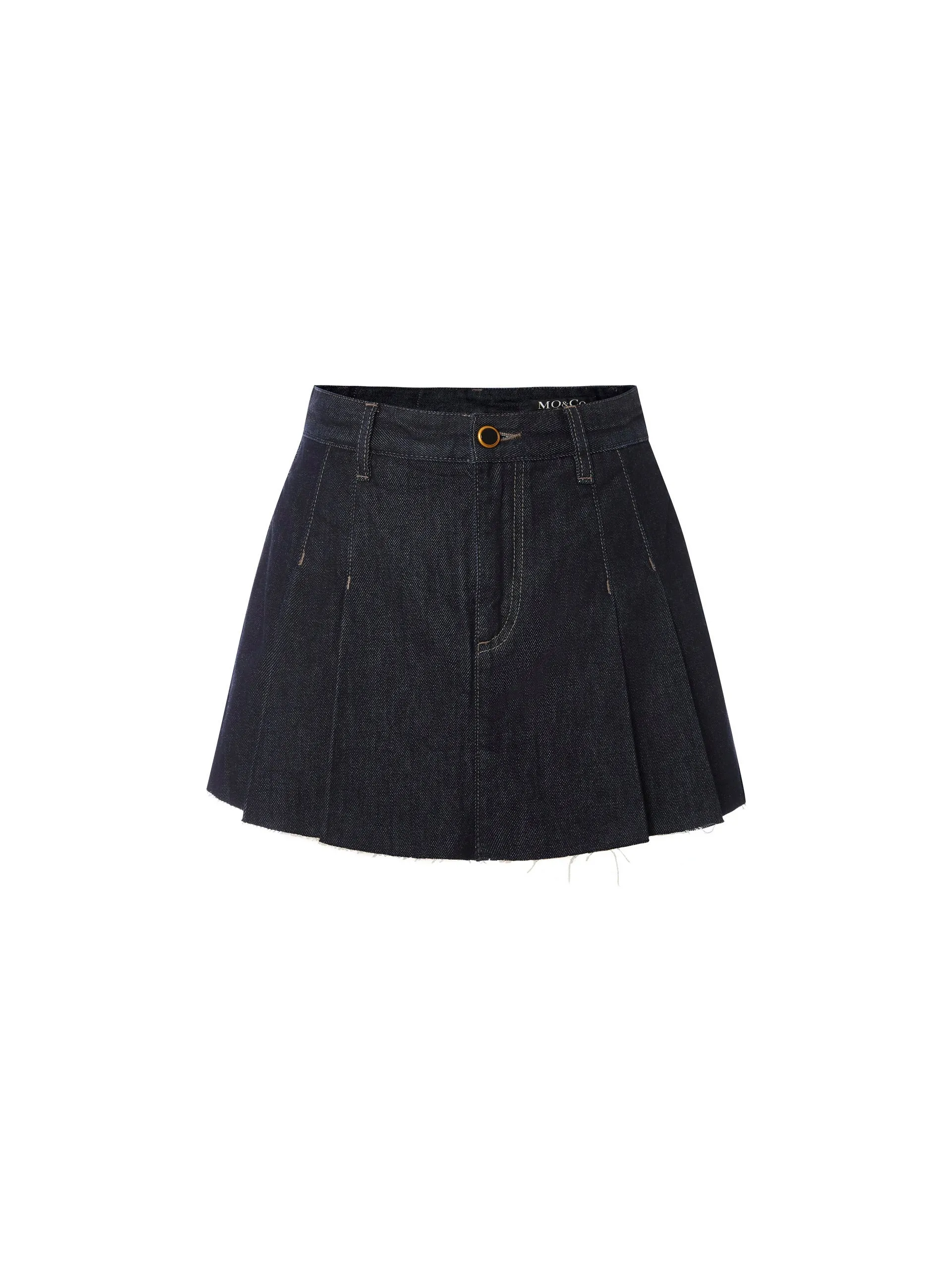 High Waist Pleated Denim Culottes