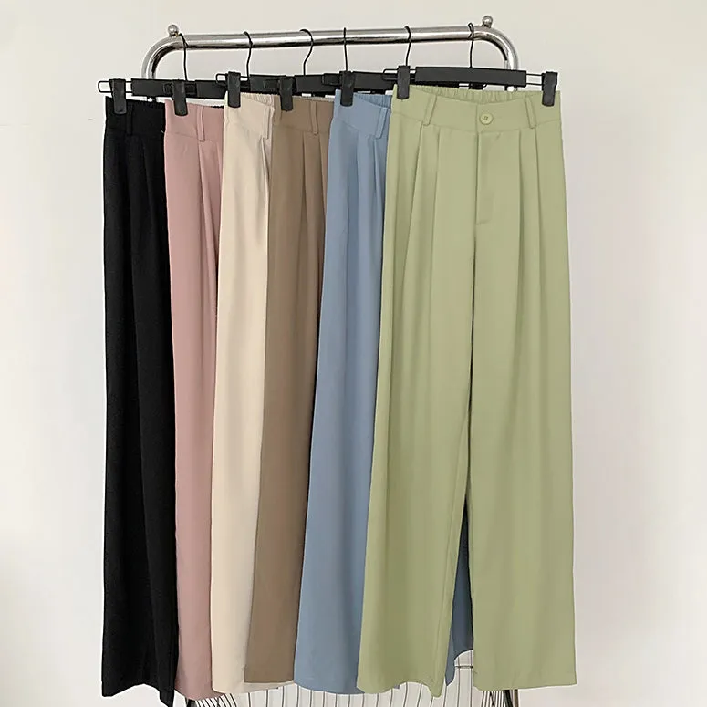 High Waist Suit Pants Straight Leg Trousers