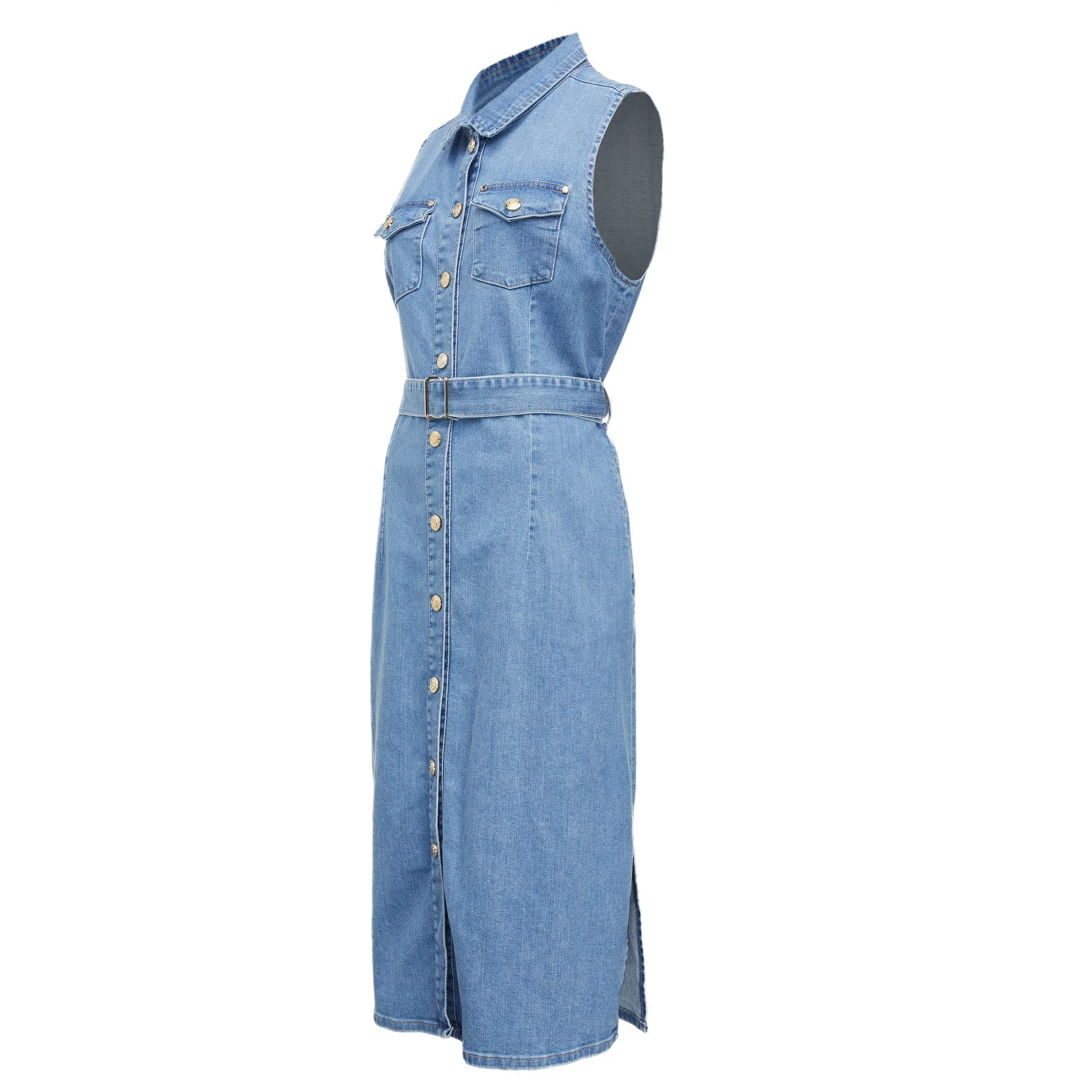 Holland Cooper Ladies Denim Sleeveless Shirt Dress