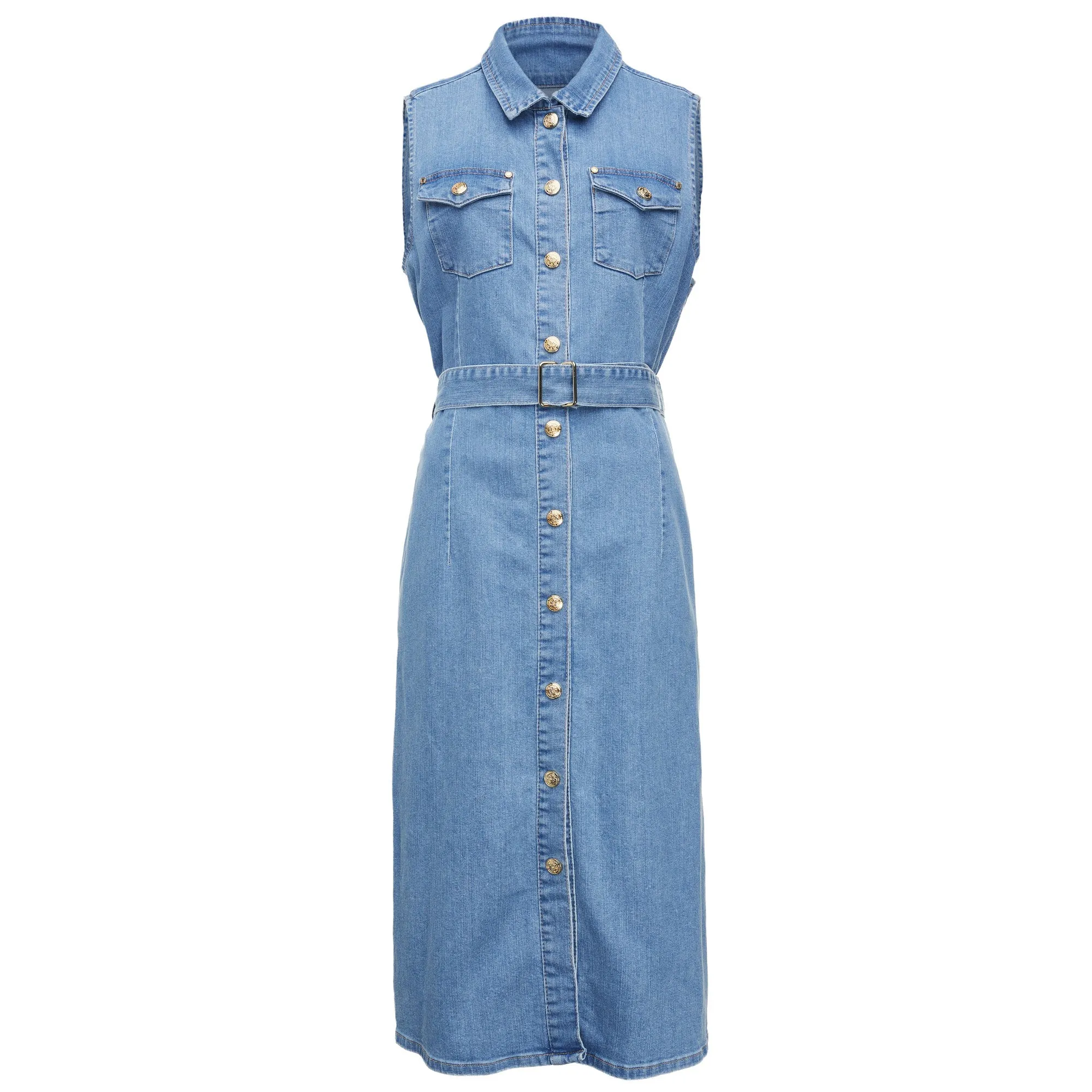 Holland Cooper Ladies Denim Sleeveless Shirt Dress