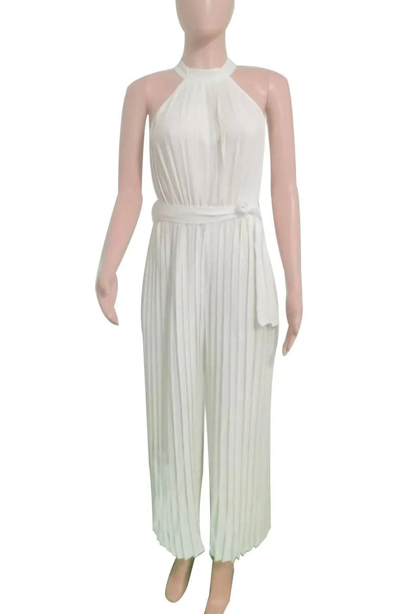 JB654 Halter Off ShoulderPleated Ruched Jumpsuit