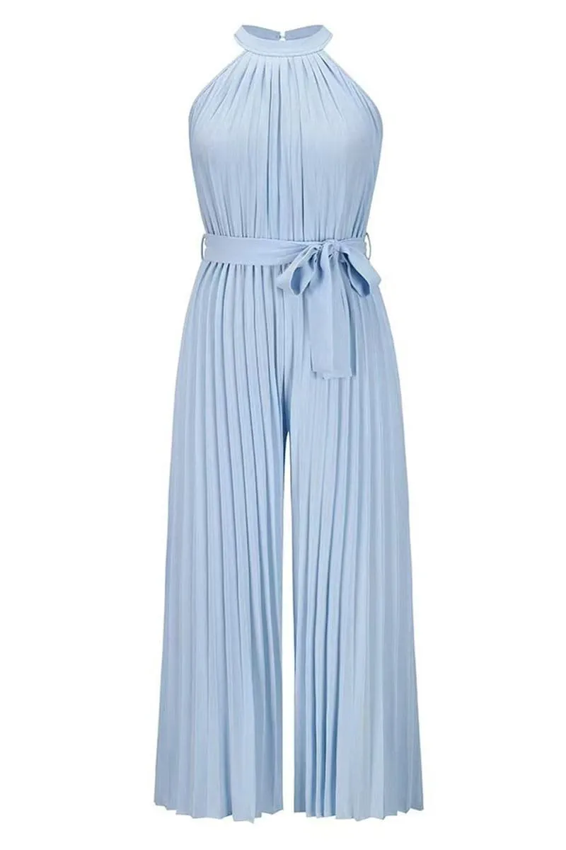 JB654 Halter Off ShoulderPleated Ruched Jumpsuit