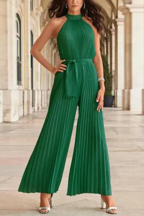 JB654 Halter Off ShoulderPleated Ruched Jumpsuit