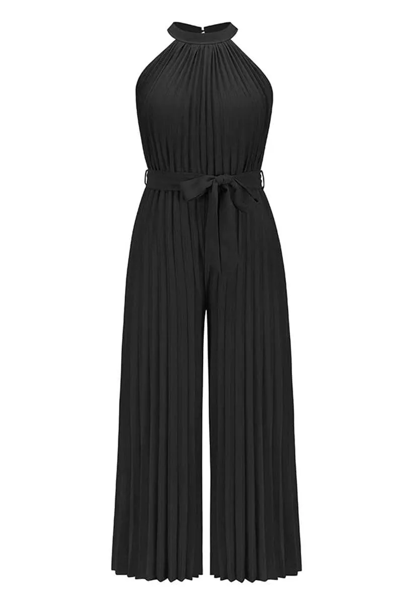 JB654 Halter Off ShoulderPleated Ruched Jumpsuit