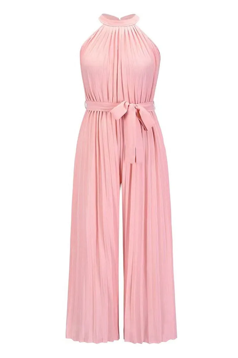 JB654 Halter Off ShoulderPleated Ruched Jumpsuit