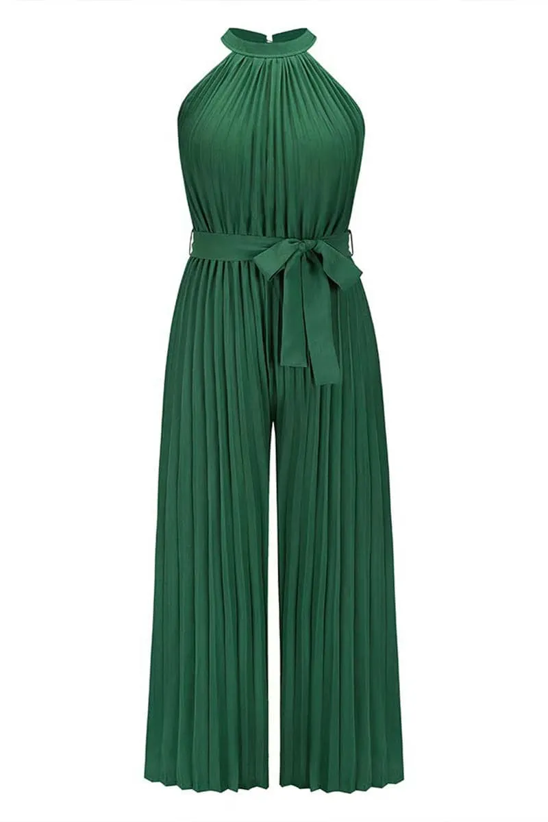 JB654 Halter Off ShoulderPleated Ruched Jumpsuit