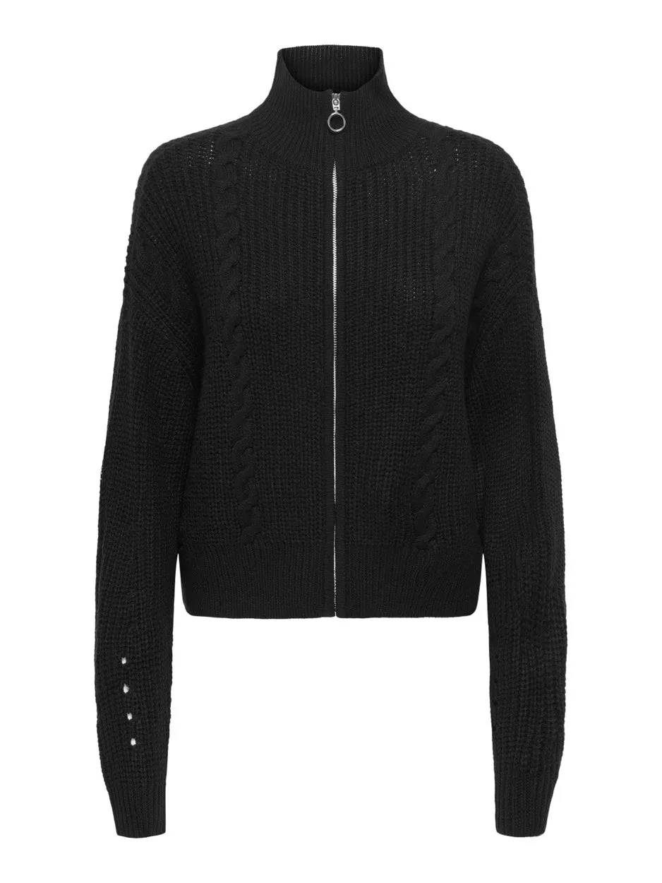 Jdyjusty Ice L/s Short Zip Cardigan - Zwart