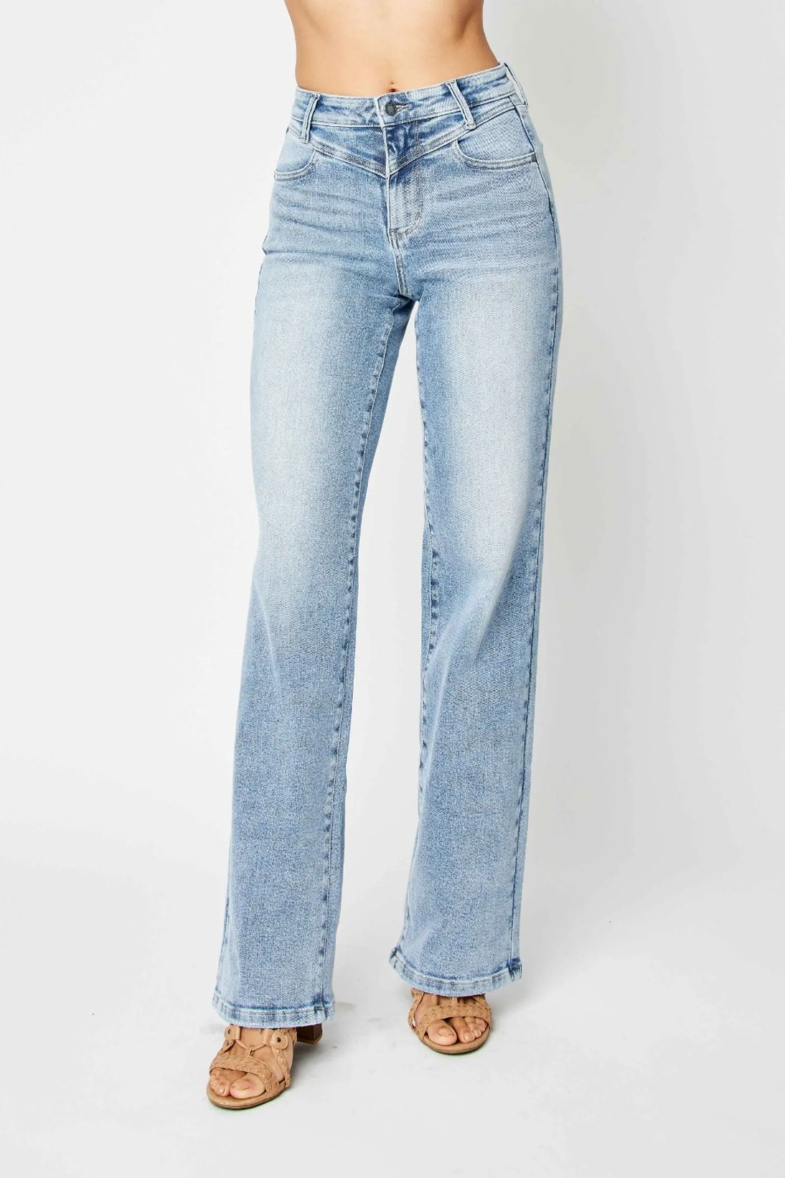 Judy Blue High Waist Front Yoke Retro Wide Leg Jeans