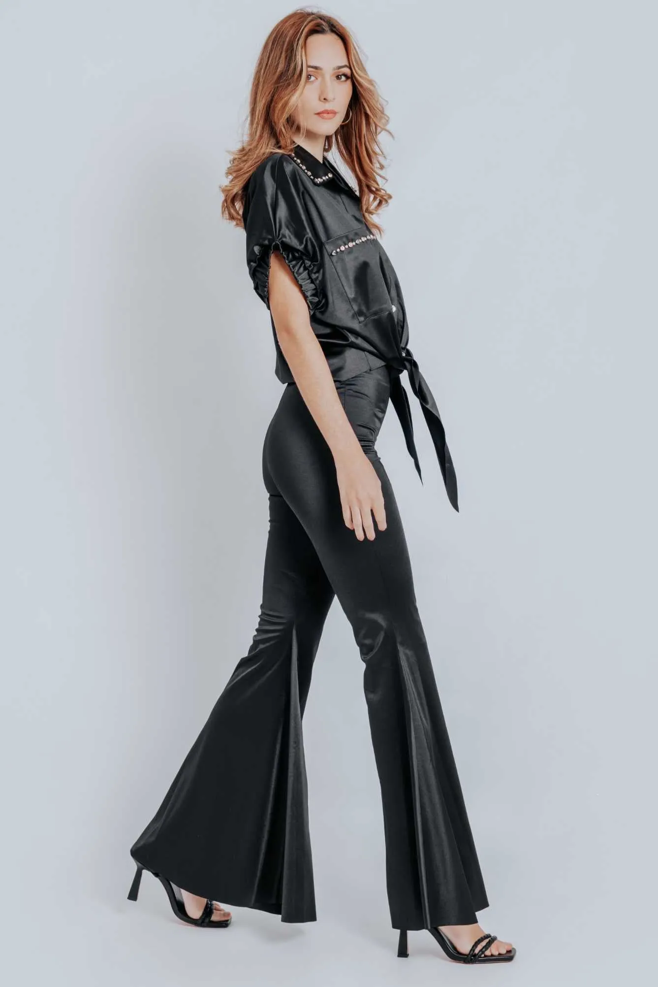 Kali High Waisted Flare  Pants Black