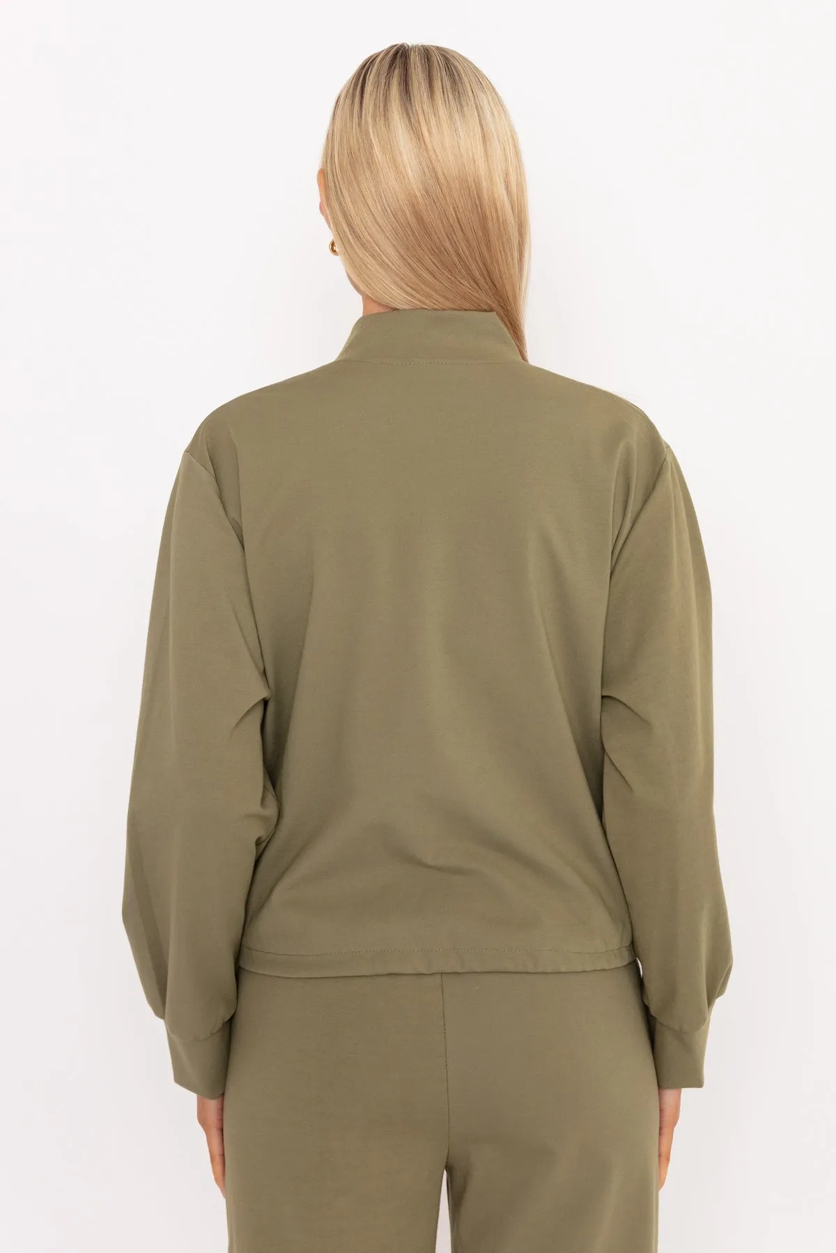 Khaki Ponte Bomber Jacket