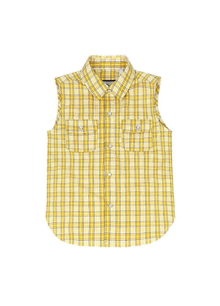 Kid's Western Snap Plaid vest