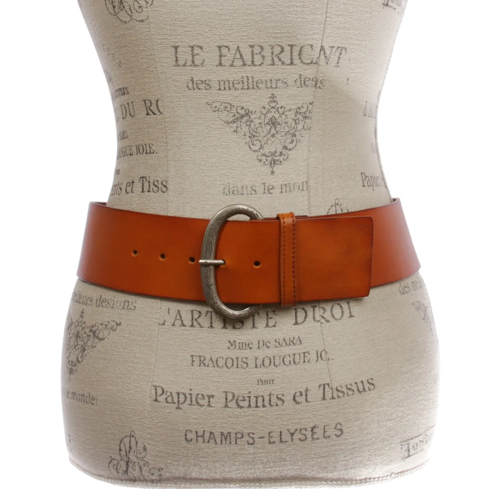 Ladies Plain Contour Wide Belt with Engraving Detailing Buckle