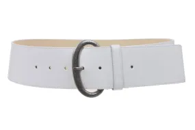 Ladies Plain Contour Wide Belt with Engraving Detailing Buckle