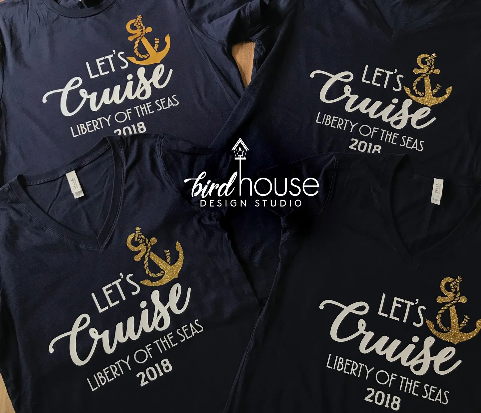 Let's Cruise Family Shirt, Cute Anchor Group Matching Tees, Personalized Any Color