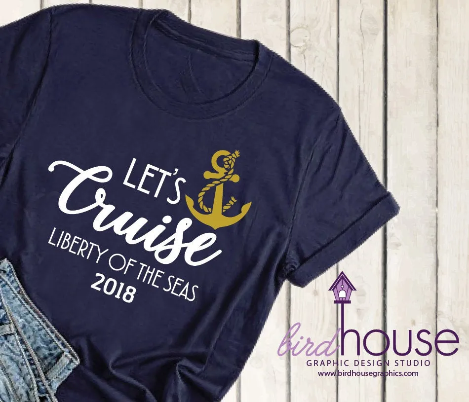 Let's Cruise Family Shirt, Cute Anchor Group Matching Tees, Personalized Any Color