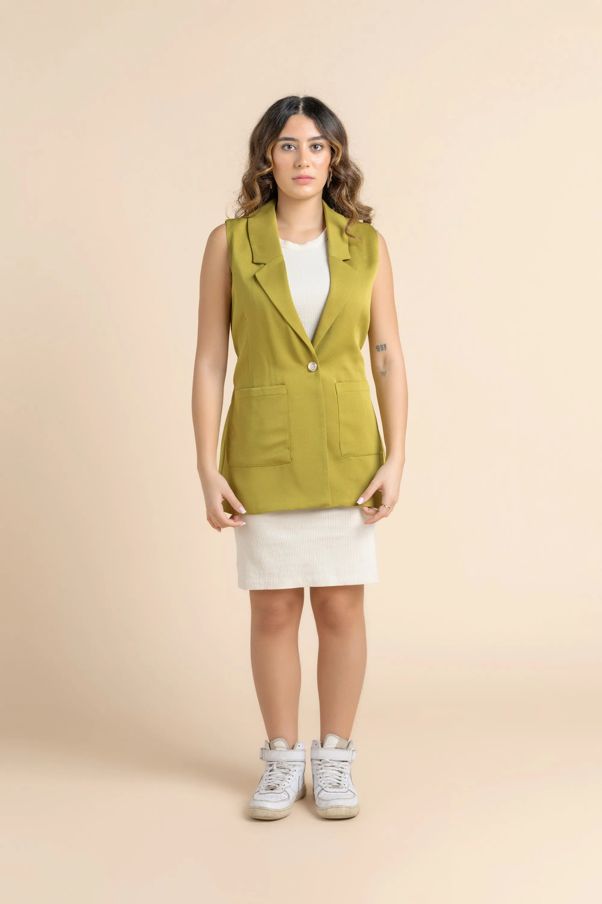 Lime Graceful Crepe Essence Vest