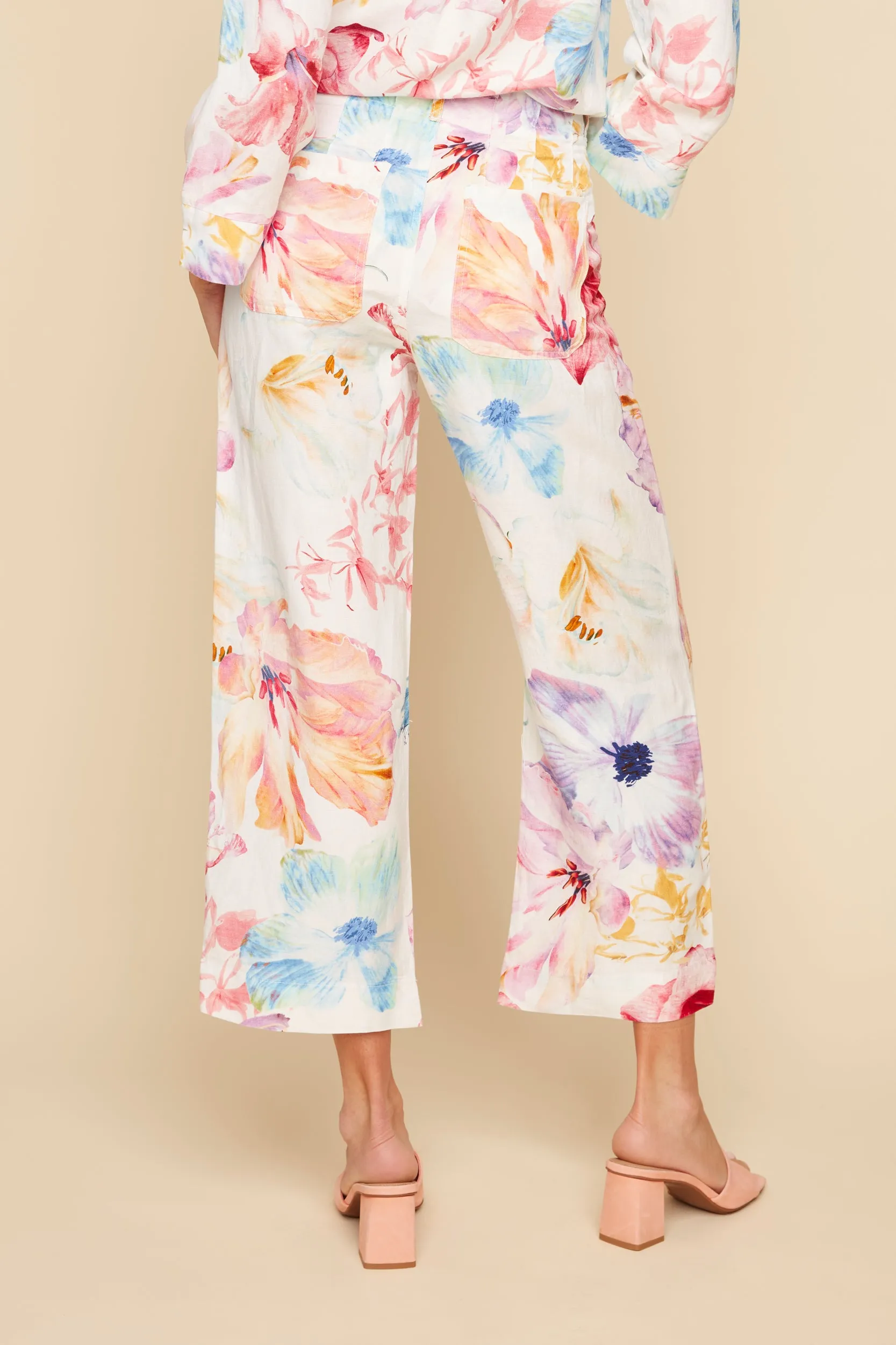 Linen Pull-On Print Culottes