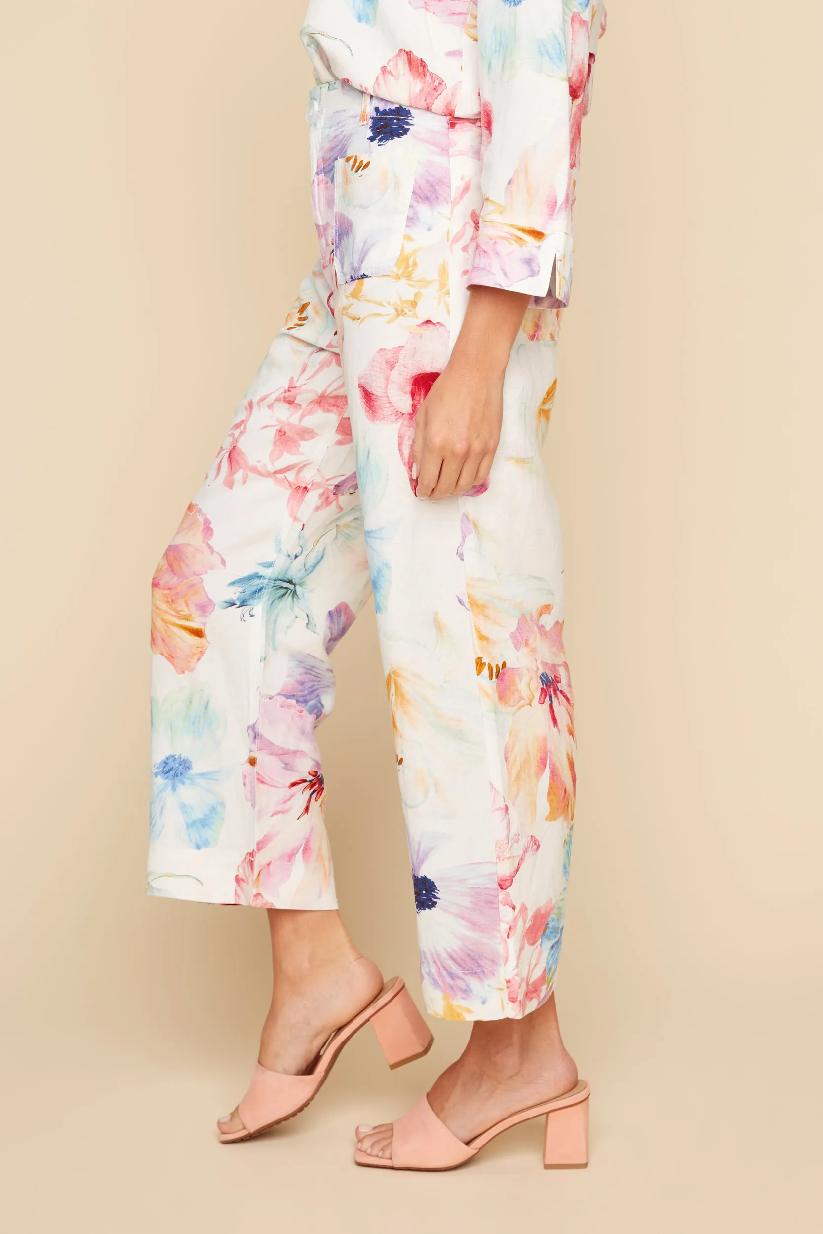 Linen Pull-On Print Culottes