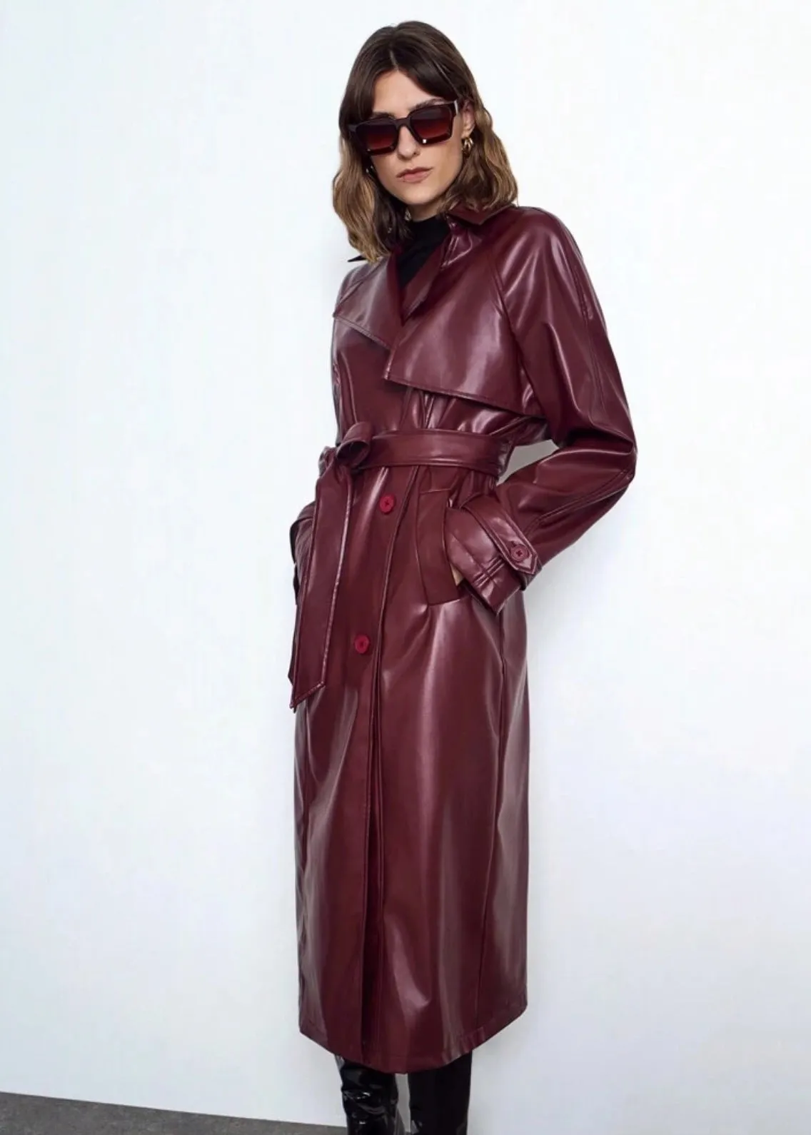 Loose Eco-Leather Trench Coat