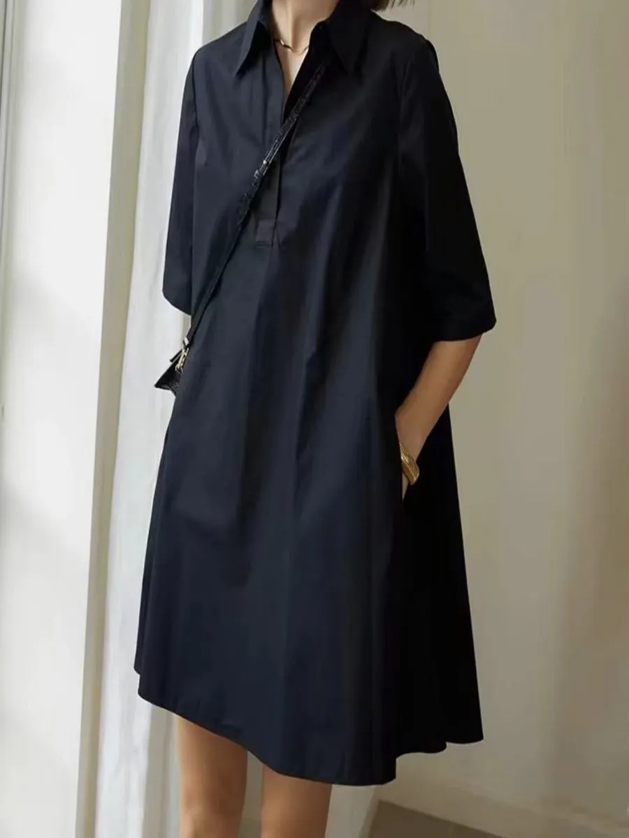 Loose Sleeve A-Line Shirt Dress