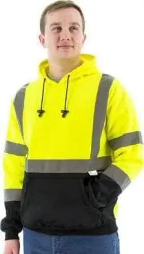 MAJESTIC - Hooded Pullover - HI-VIS - Yellow Sweatshirt with BLACK BOTTOM