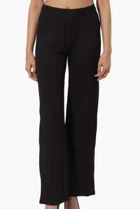 Majora Ribbed Wide Leg Pants - Black