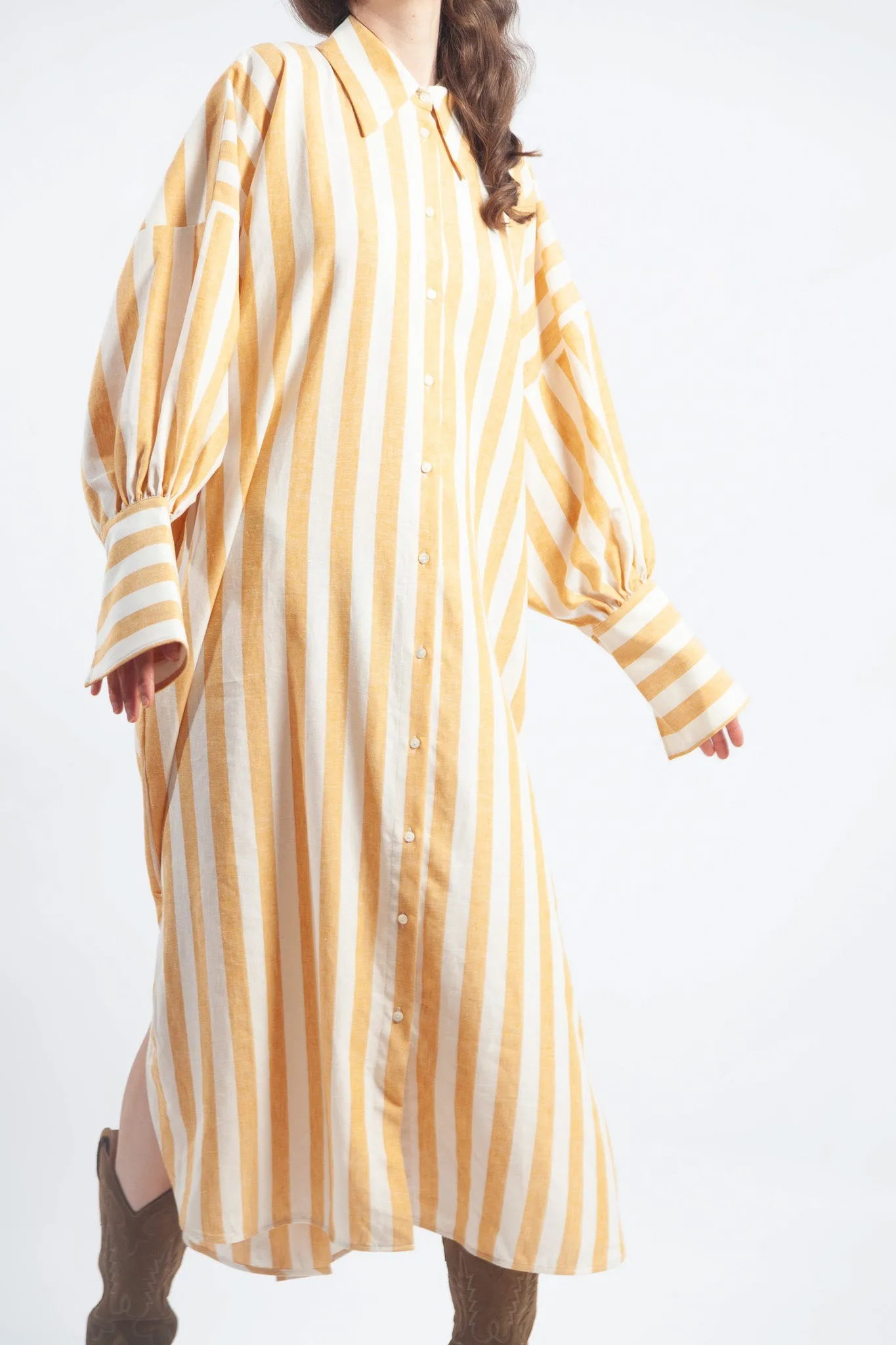 Maldive Ochre Oversize Shirt Dress - ByAdushka