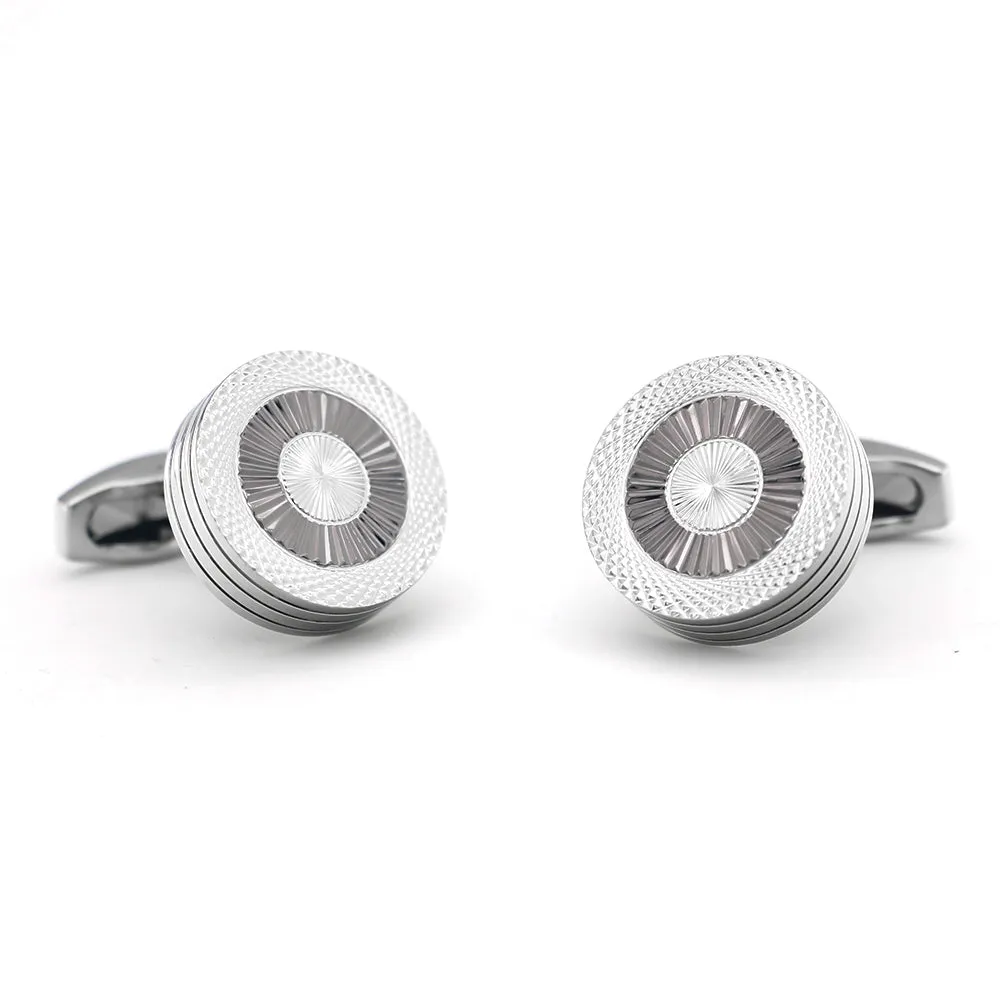 Marbletown Silver & Gunmetal Rhodium Plated Copper Cufflinks