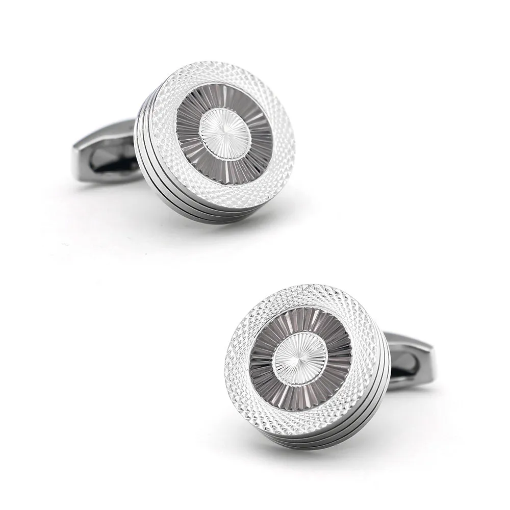 Marbletown Silver & Gunmetal Rhodium Plated Copper Cufflinks