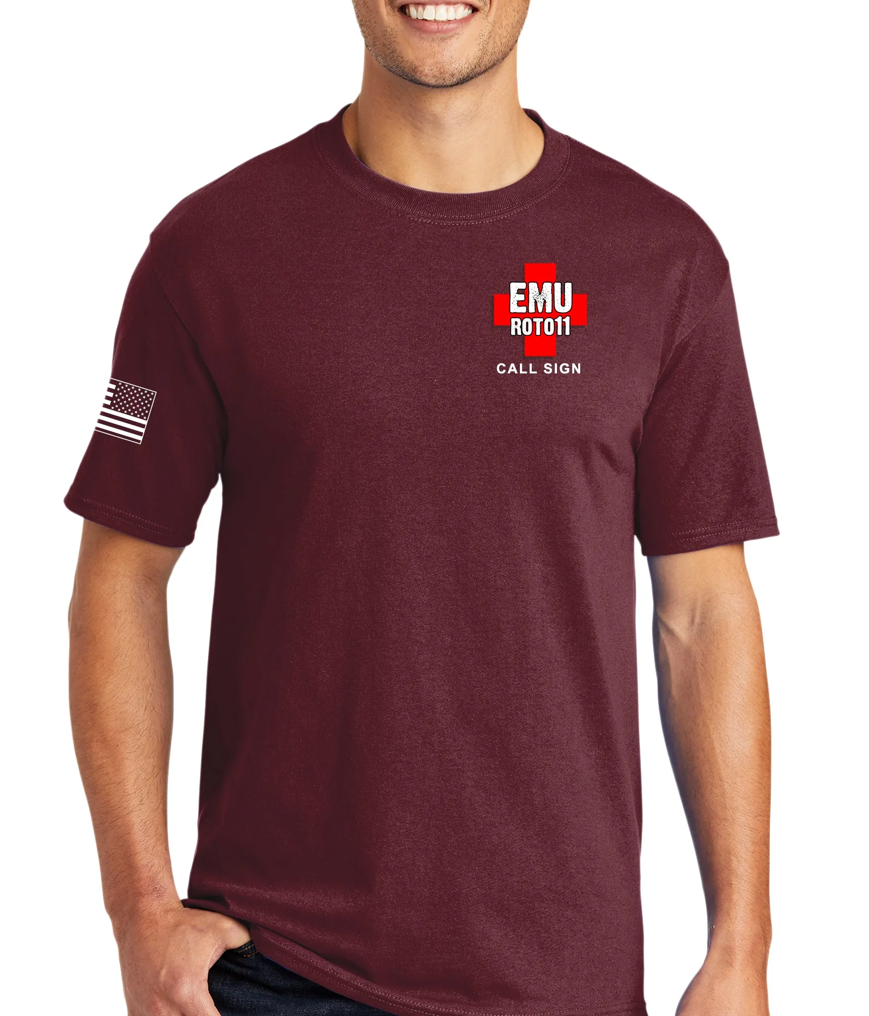 Maroon 50-50 Blend Black Unisex PT Short Sleeve Shirt. This is NOT Approved for PT