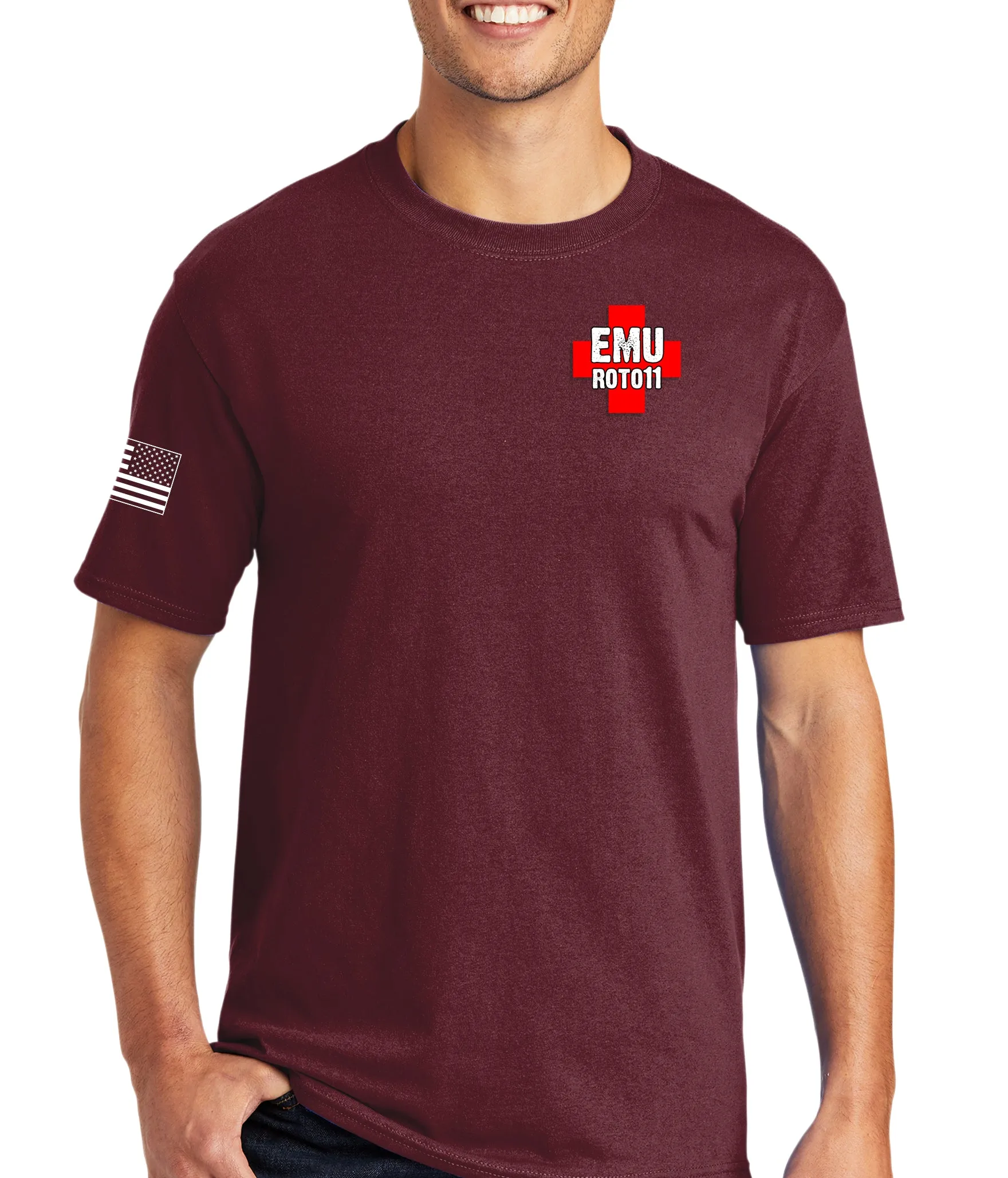 Maroon 50-50 Blend Black Unisex PT Short Sleeve Shirt. This is NOT Approved for PT