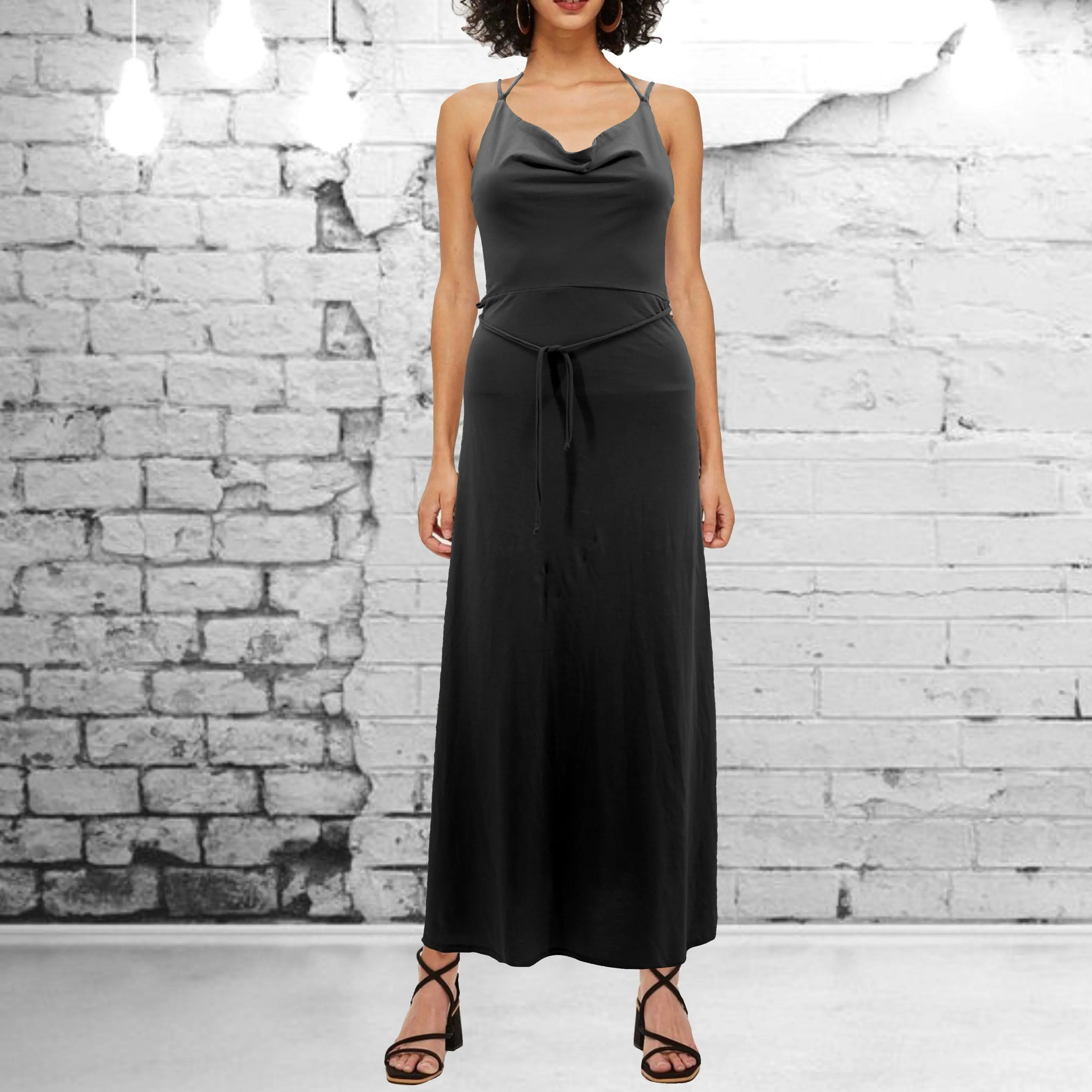 maxi halter jurk  / long slip dress