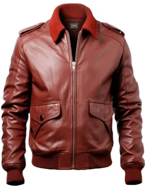 Men Tan Brown Bomber Leather Jacket - James Brown Leather Jacket