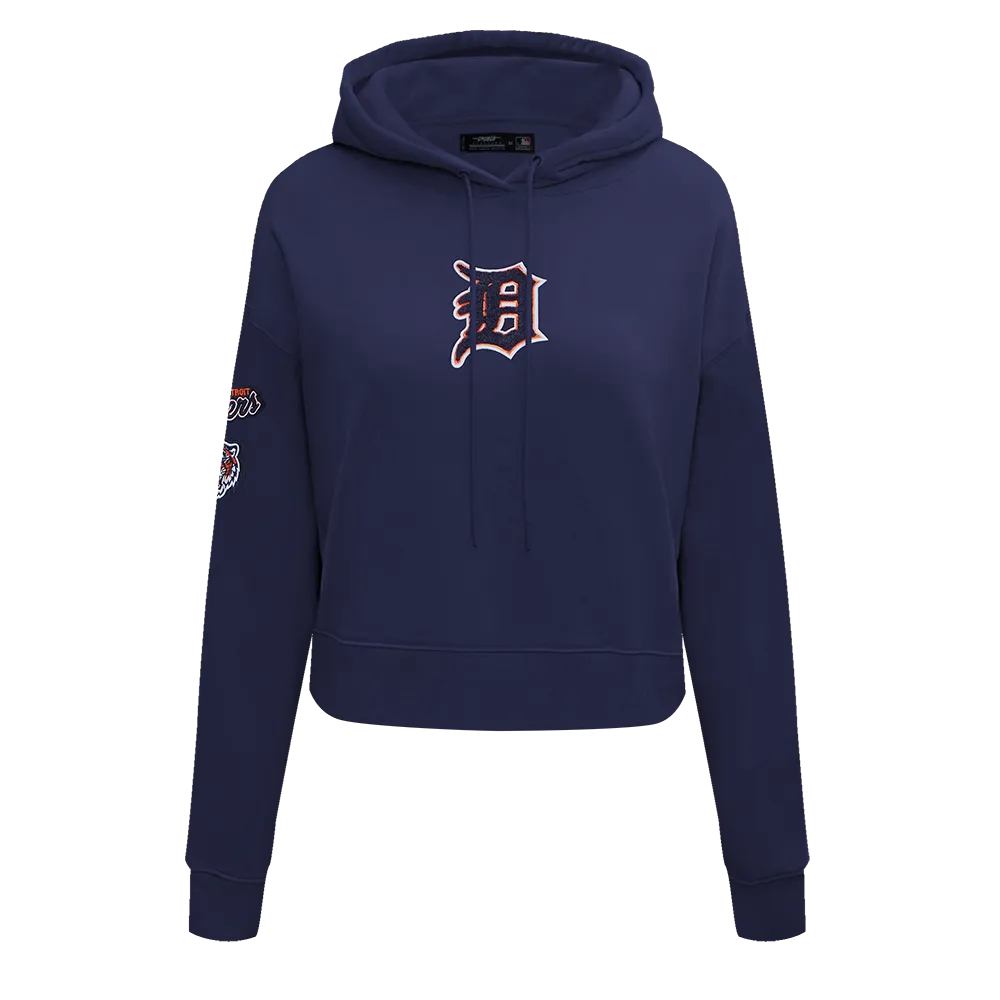 MLB DETROIT TIGERS CLASSIC WOMEN'S CROPPED PO HOODIE (MIDNIGHT NAVY)