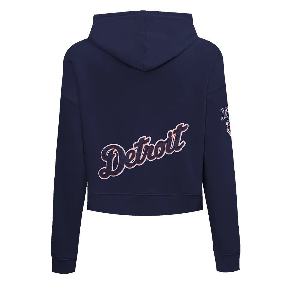 MLB DETROIT TIGERS CLASSIC WOMEN'S CROPPED PO HOODIE (MIDNIGHT NAVY)