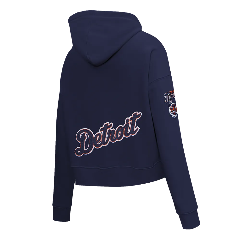 MLB DETROIT TIGERS CLASSIC WOMEN'S CROPPED PO HOODIE (MIDNIGHT NAVY)