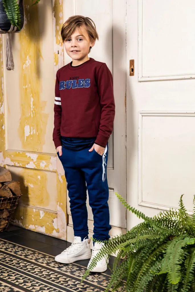 Navy Track Pants with Contrast Tape