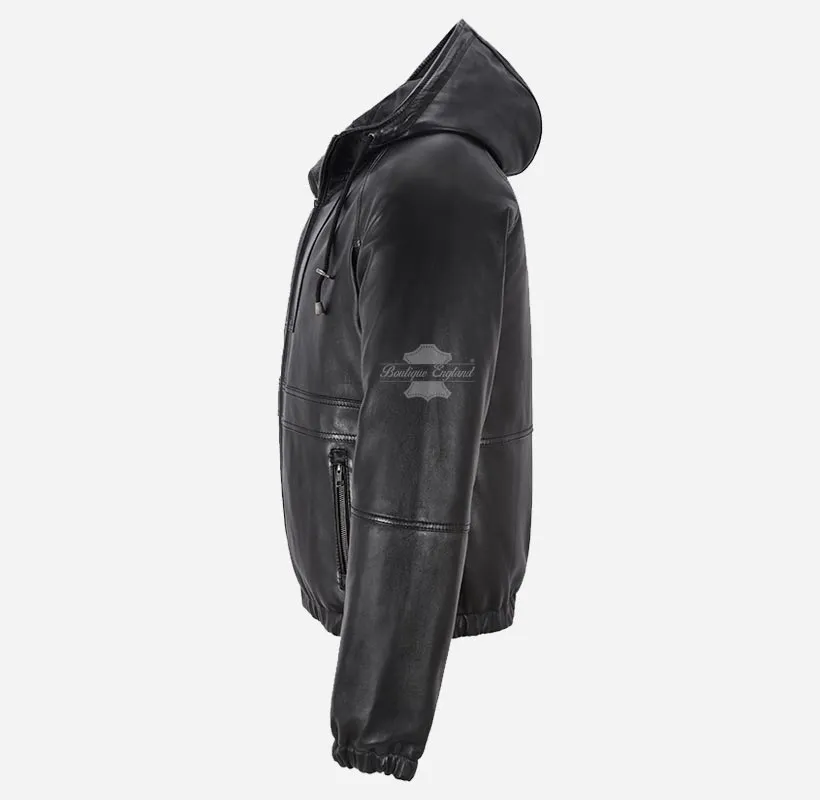 NOMAD LEATHER HOODED JACKET Men's Sports Leather Hoodie