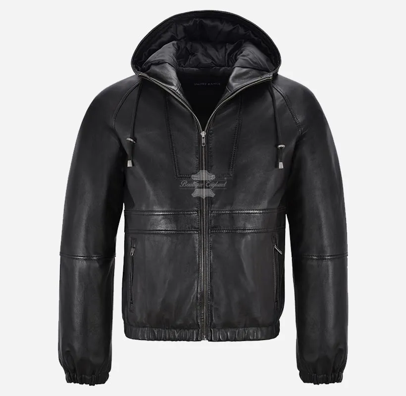 NOMAD LEATHER HOODED JACKET Men's Sports Leather Hoodie