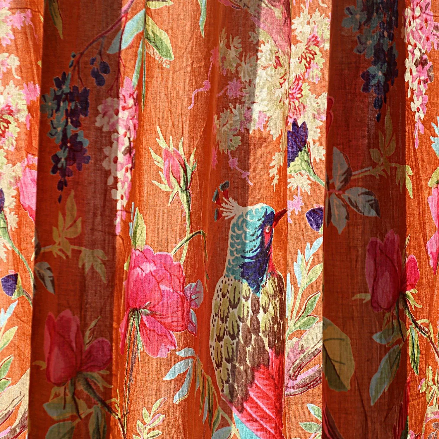 Paradise Cambric Curtain Pair Orange