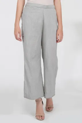 Pearl Hemline Grey Flared Pants